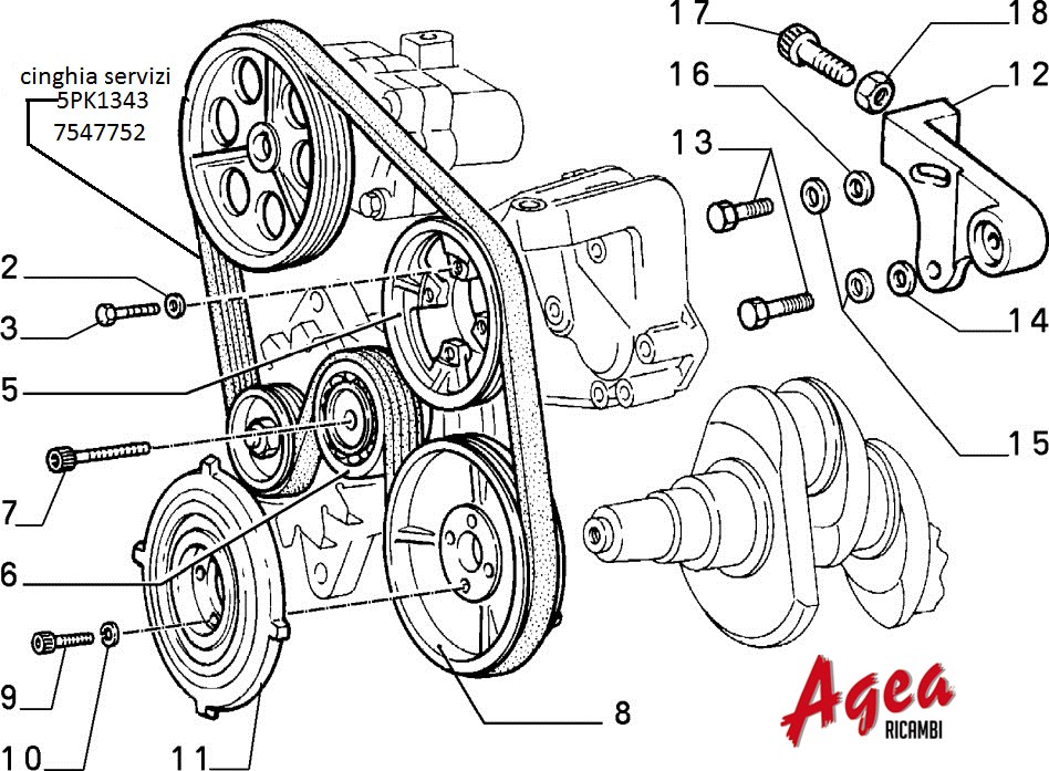 Agea Ricambi - CINGHIA SERVIZI (5PK1343)